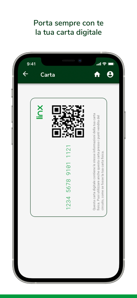 Io Pago Linx - Interfaz de tarjeta digital en la aplicación Io Pago Linx para pagos locales seguros