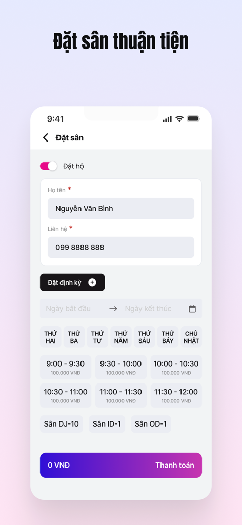 D-PICKL - D-PICKL app screen showing pickleball court booking options with time slots and pricing
