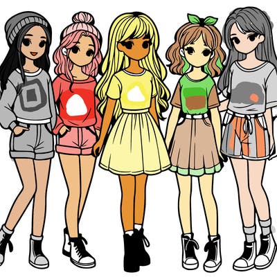 a group of five girls