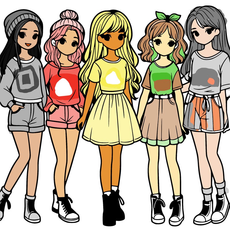 a group of five girls