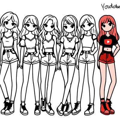 a group of girls wearing crop tops and shorts