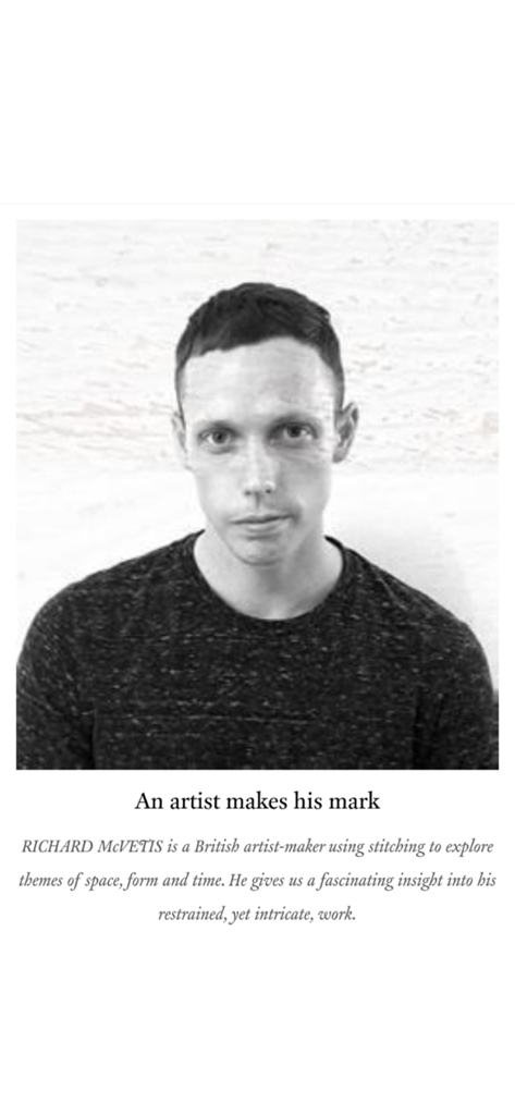 Portrait de l'artiste britannique Richard McVetis présenté dans le magazine Inspirations