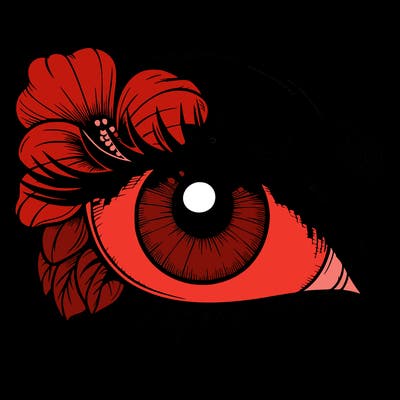 realistic eye with flower