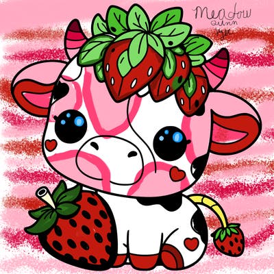 cute strawberry cow