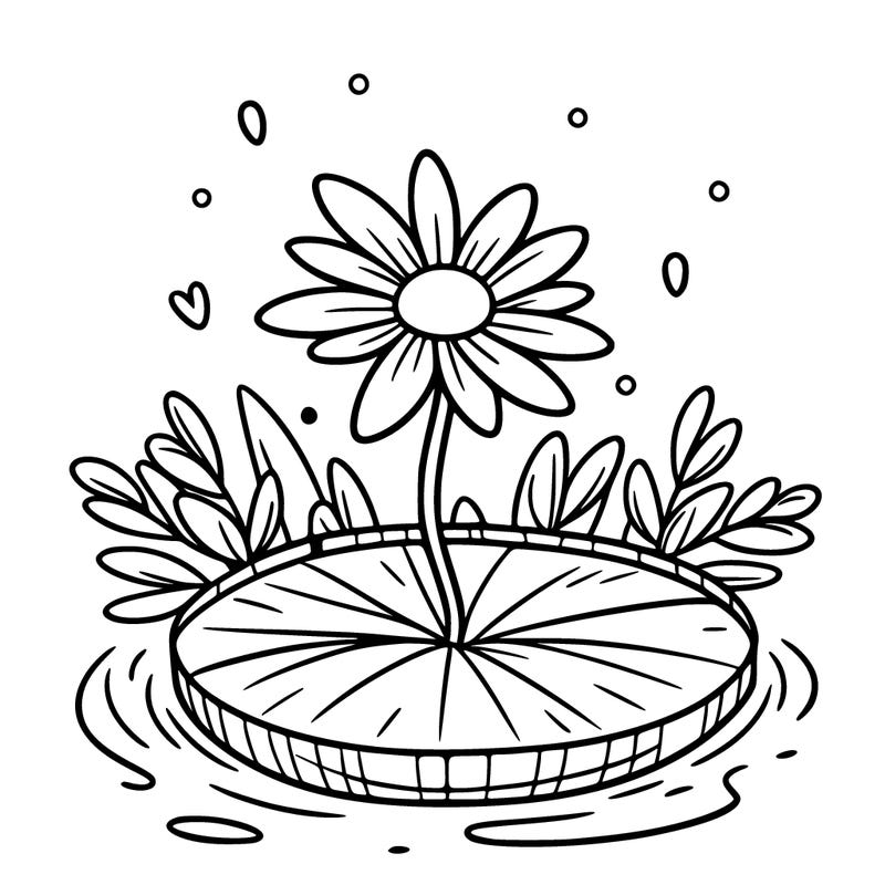 flower on a lily pad no background