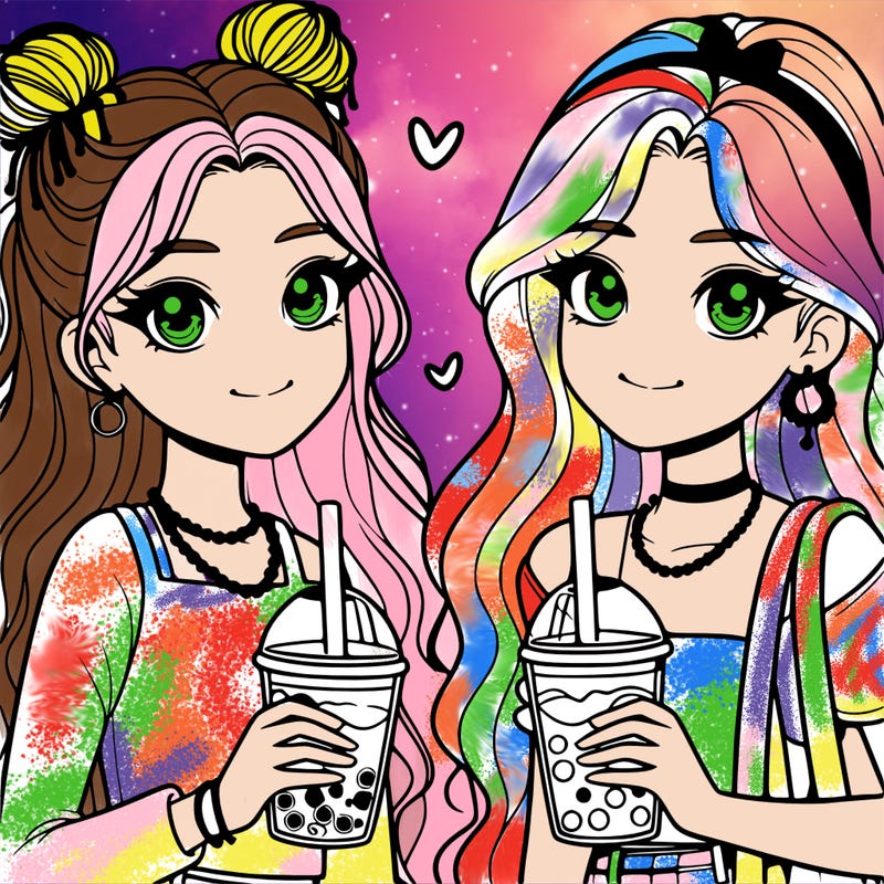 2 teen girls with boba