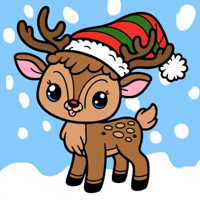 christmas reindeer with santa hat