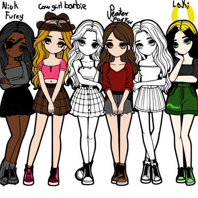 a group of girls realistic