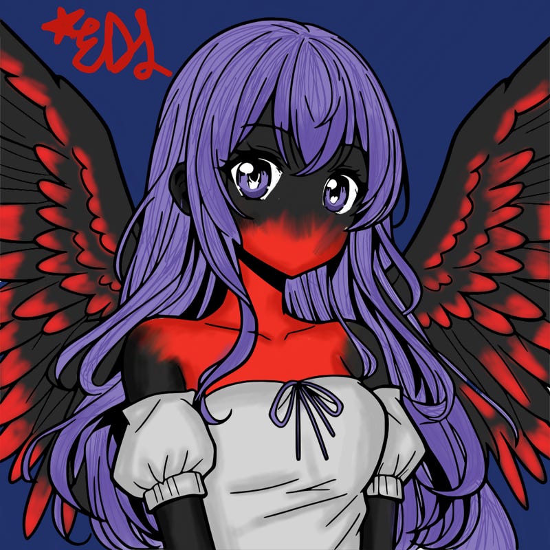 manga woman with large wings
