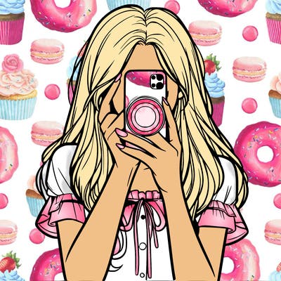 a realistic girl holding her phone taking pictures