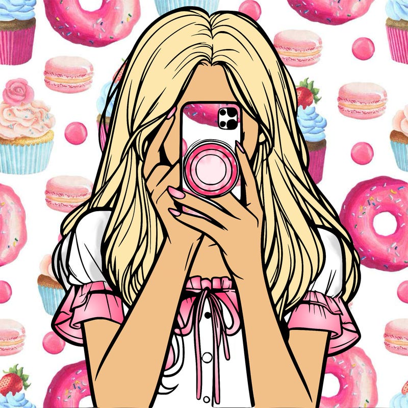 a realistic girl holding her phone taking pictures