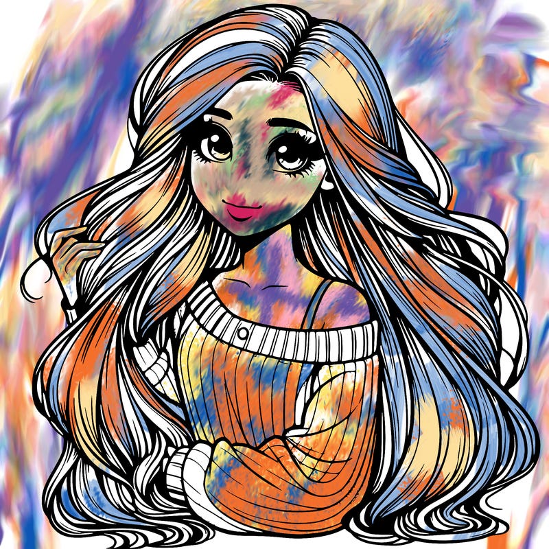 realistic girl with super long hair