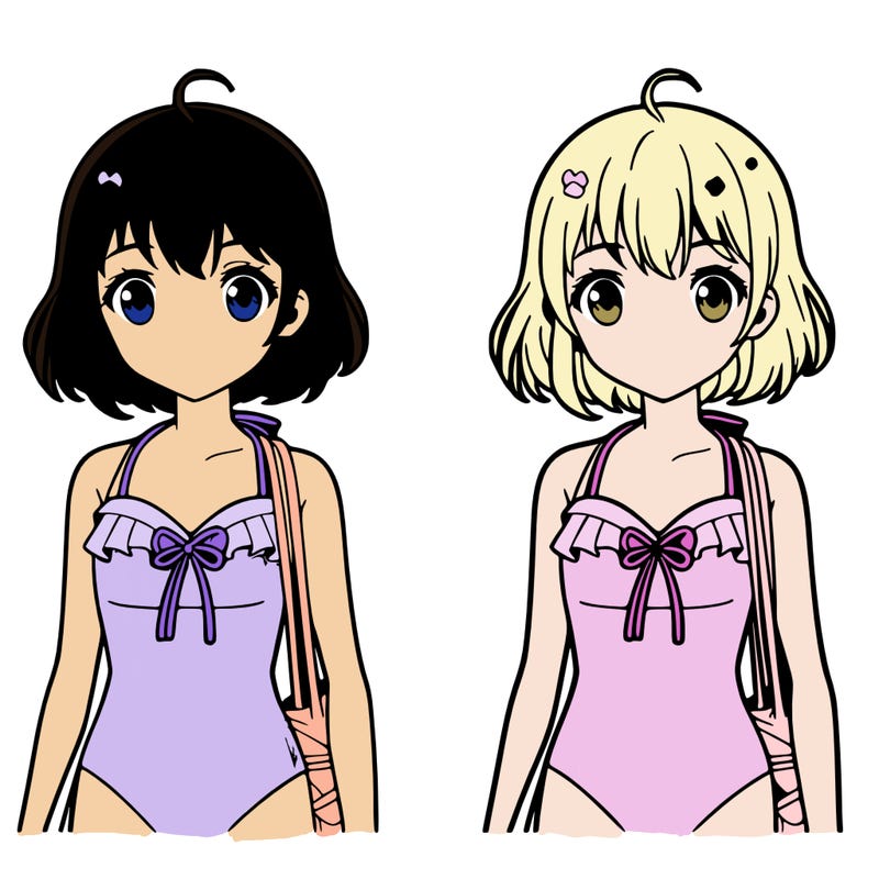 manga girl wearing swimming clothes