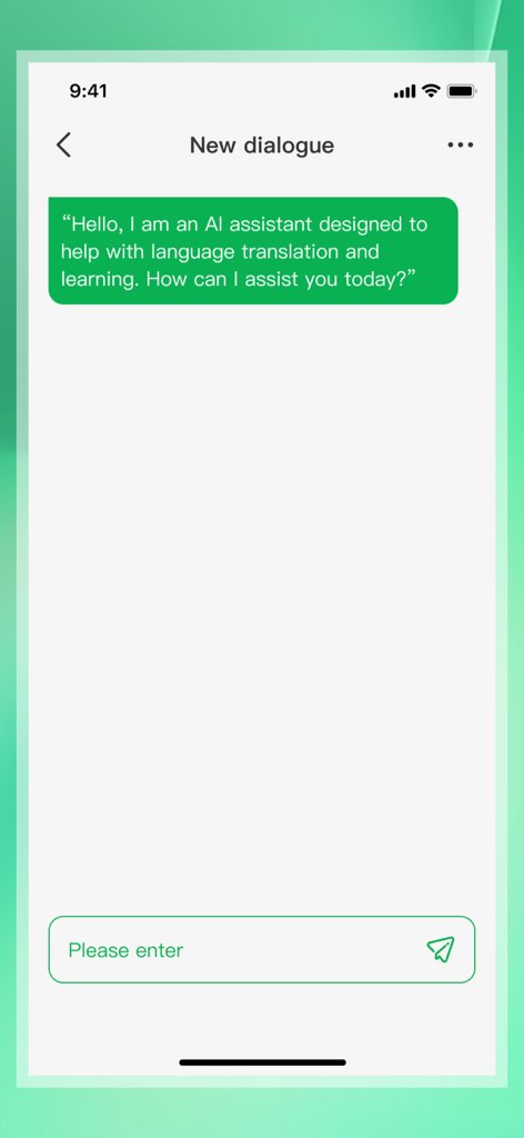 Echo Chat Engine AI assistant interface showing a new dialogue screen for translation and learning