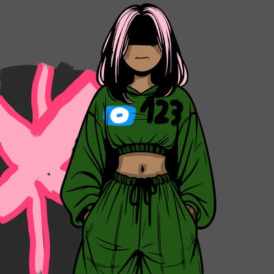 realistic girl faceless with baggy pants and a crop top