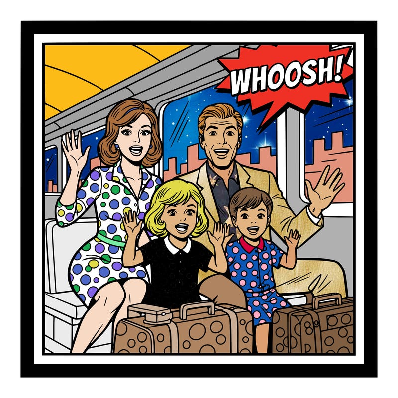 taking a trip on a train with the family