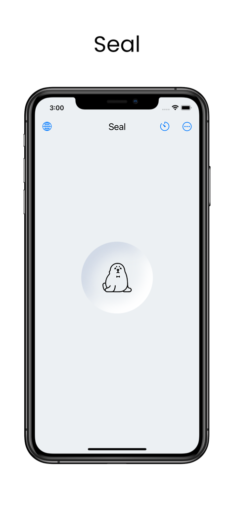 Seal - Instant Video Repost - The home screen of the Seal video reposting app featuring a minimalist user interface and a central seal mascot icon.