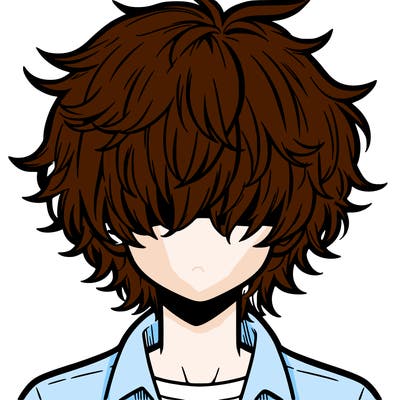 manga boy fluffy hair covering his eyes