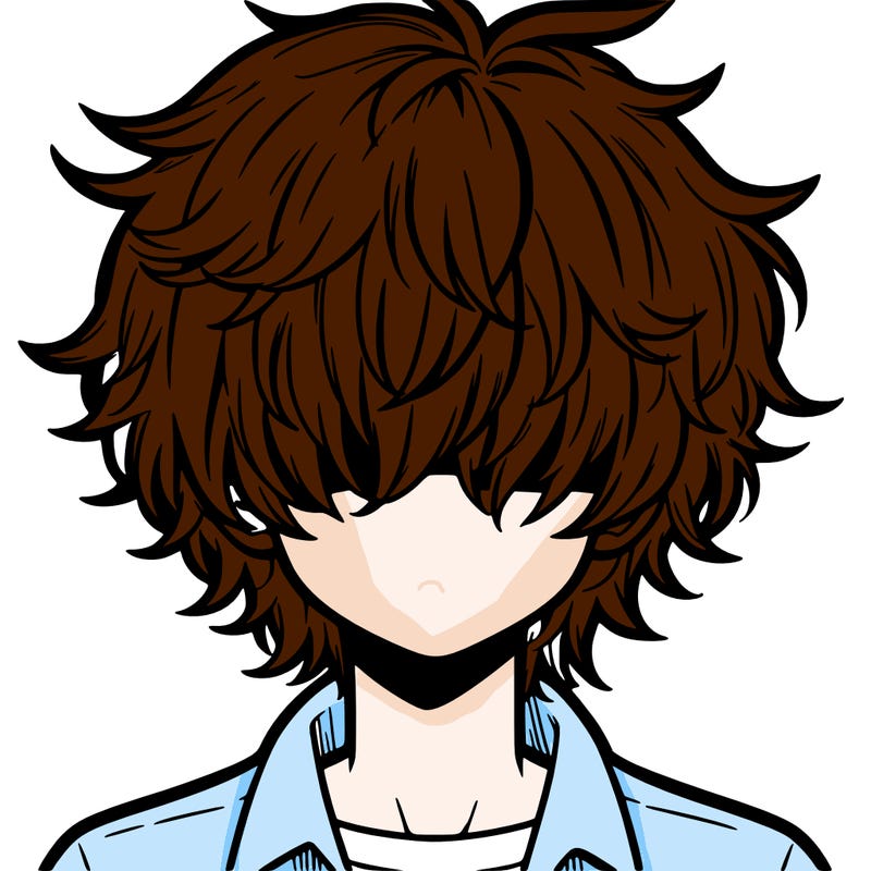 manga boy fluffy hair covering his eyes