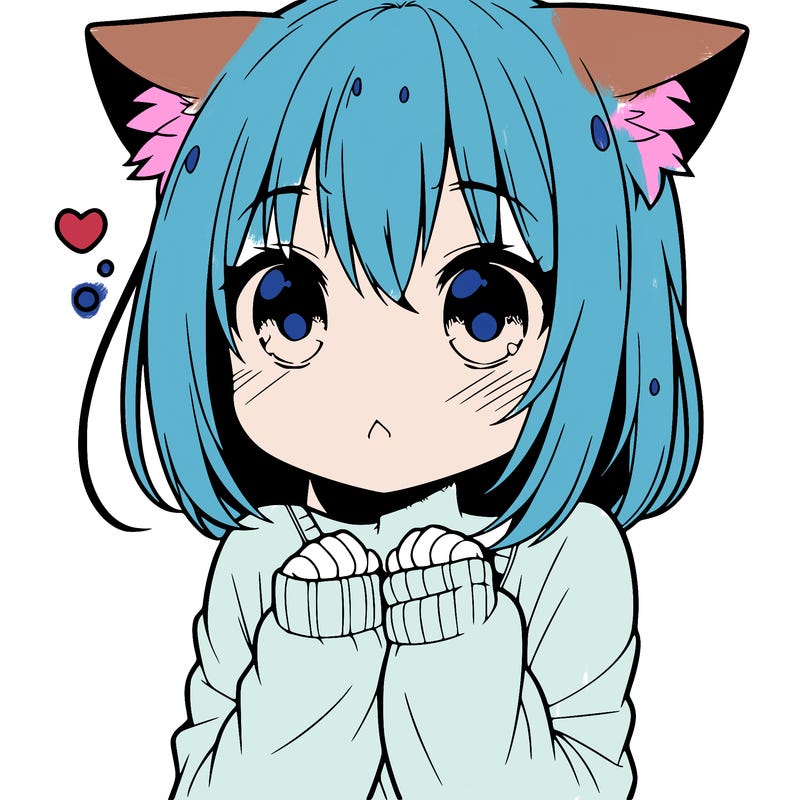 shy anime catgirl
