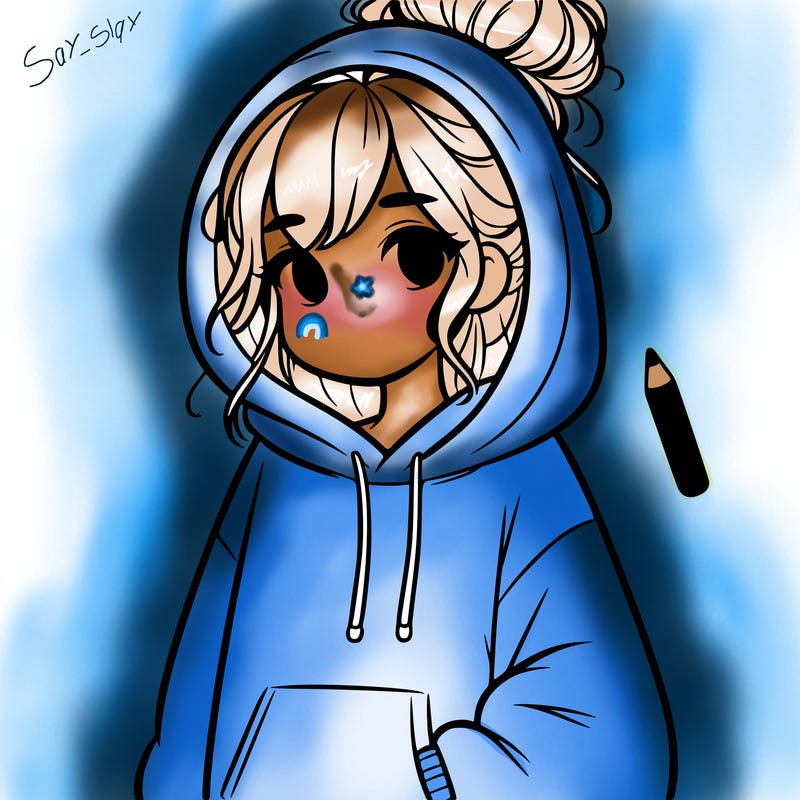 girl in oversized hoodie and messy bun