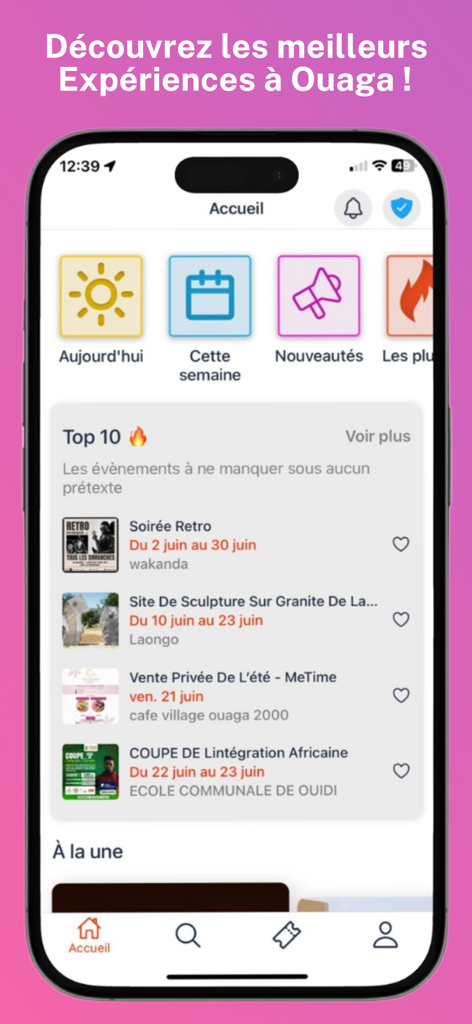 와가두구의 인기 이벤트를 보여주는 Sanbbiz 앱 홈 화면