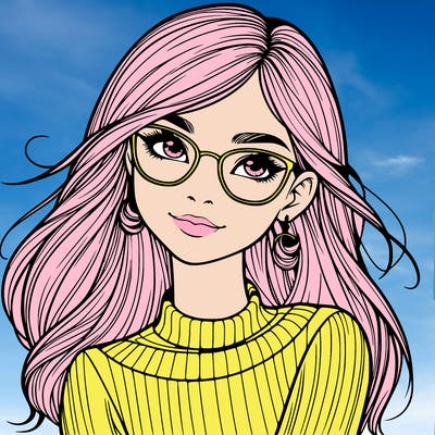 realistic girl with glasses