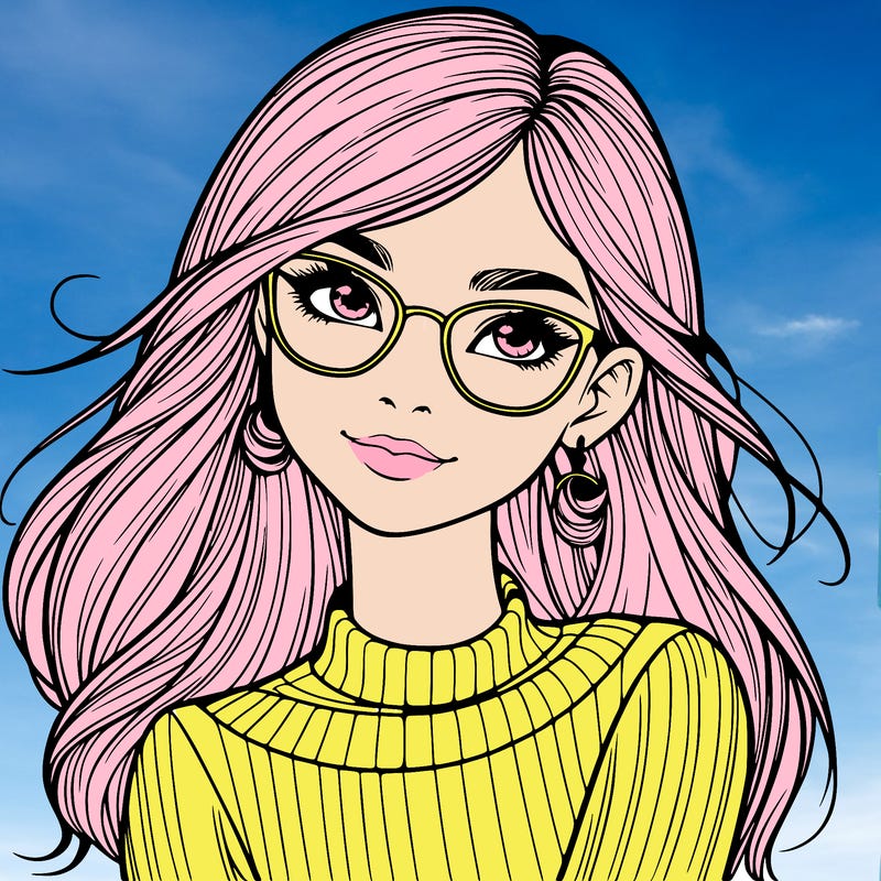 realistic girl with glasses