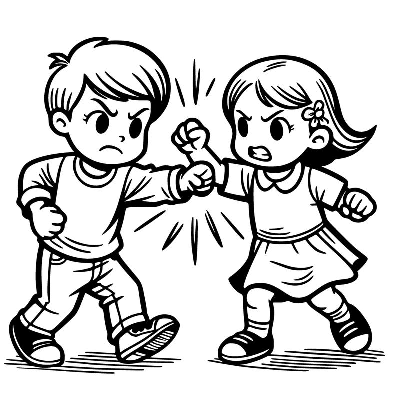 a brother and sister fighting