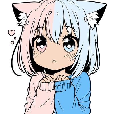 shy anime catgirl