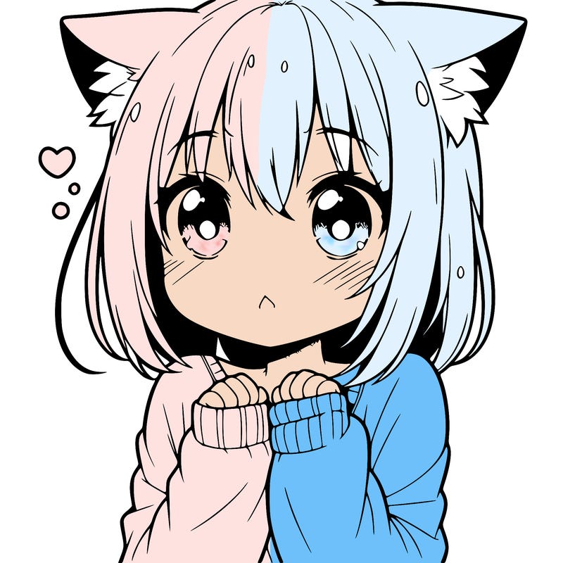 shy anime catgirl