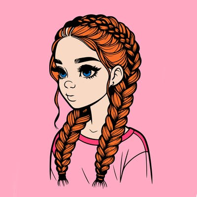realistic girl with braids