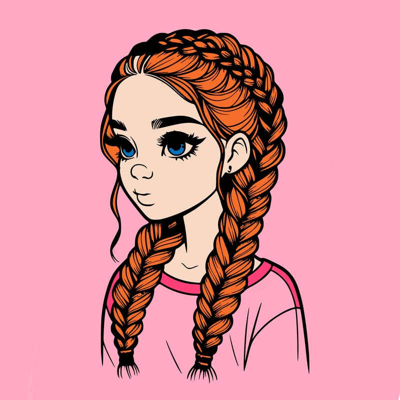 realistic girl with braids