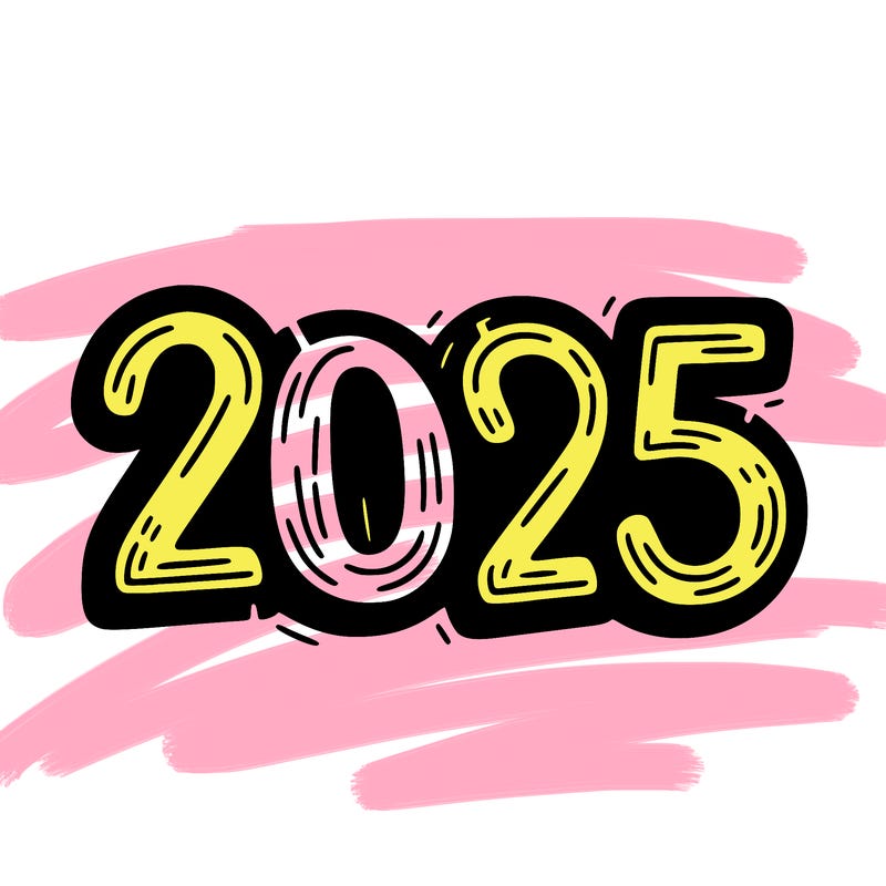 one line scrawled numbers sketch design “2025”