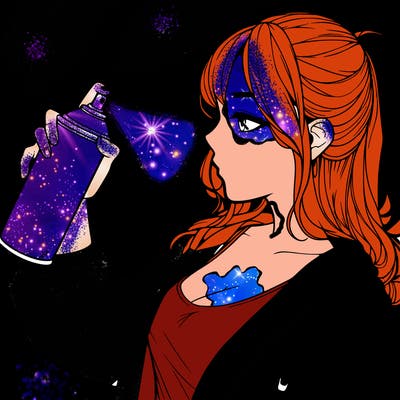 a realistic girl spray, painting