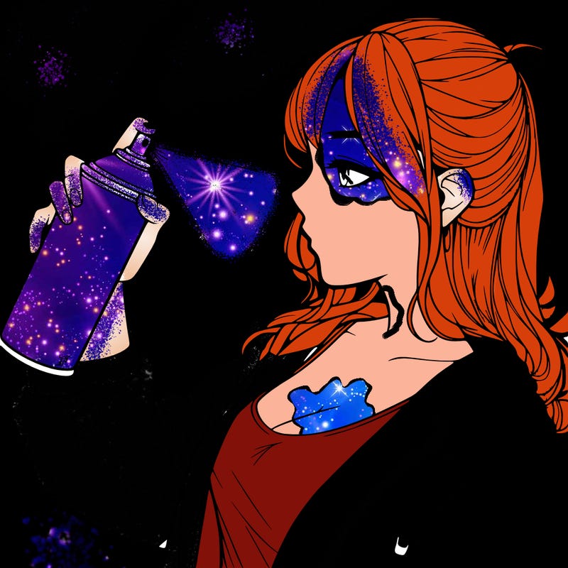 a realistic girl spray, painting