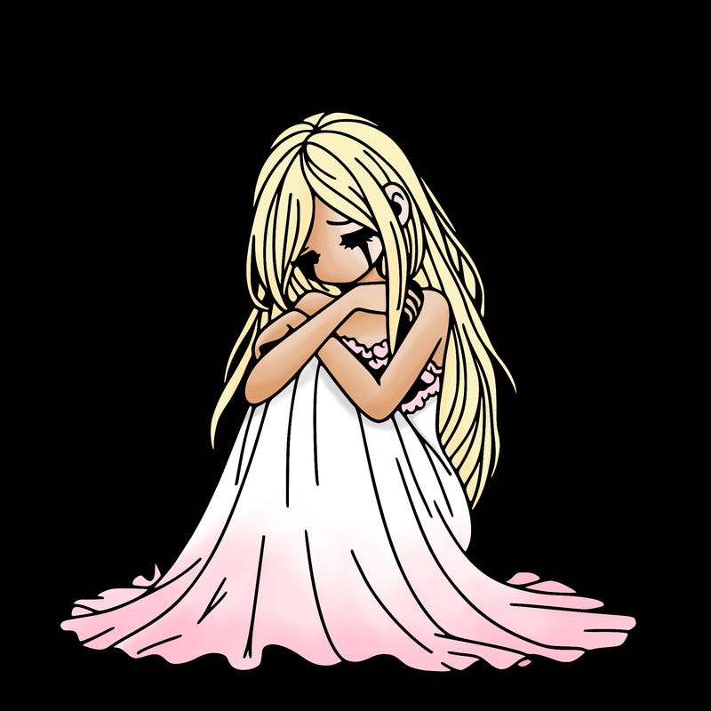 ethereal girl in grief, lonely and heartbroken