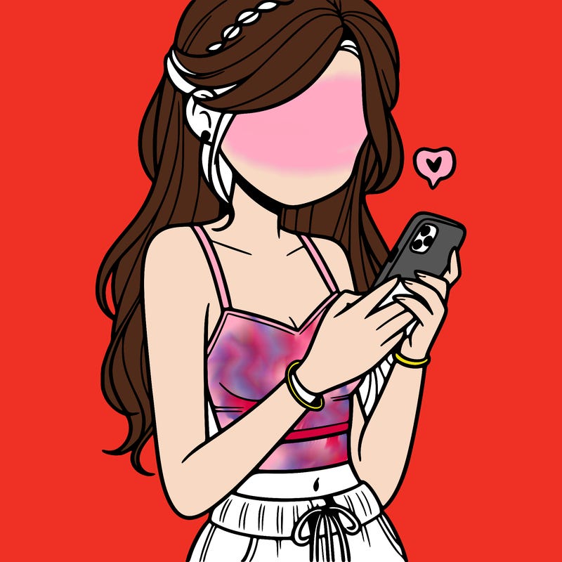 girl with crop top texting on her phone