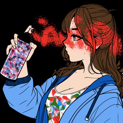 a realistic girl spray, painting