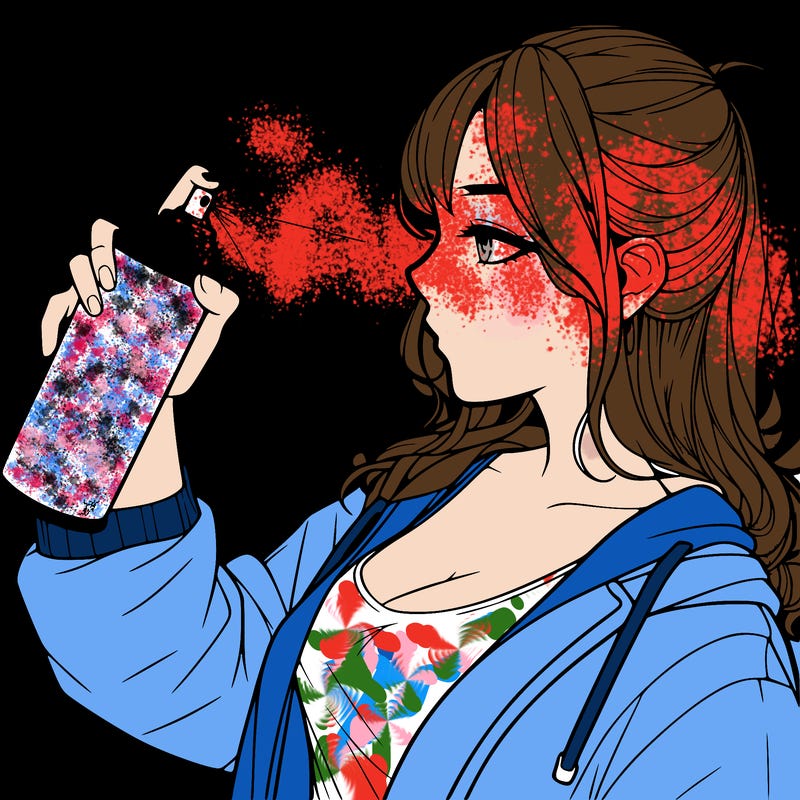 a realistic girl spray, painting