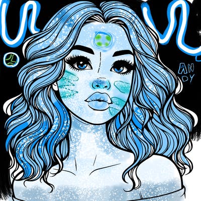 realistic girl with wavy hair and lips