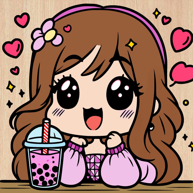 cute girl drinking boba