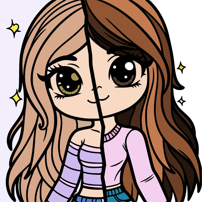 a girl half and half