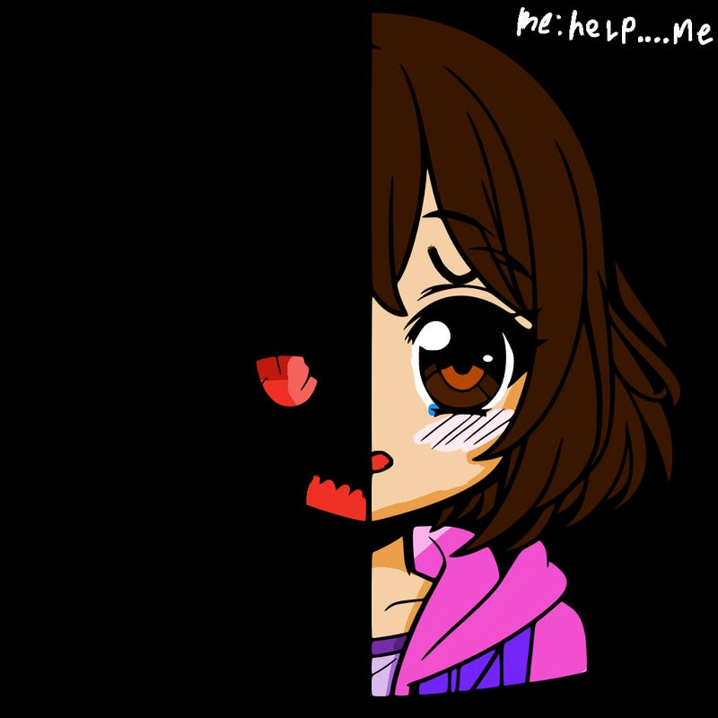 animated girl half anime