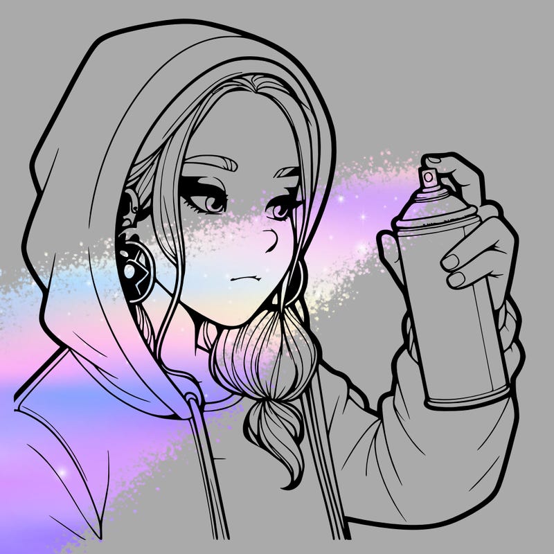 a realistic girl, spray painting