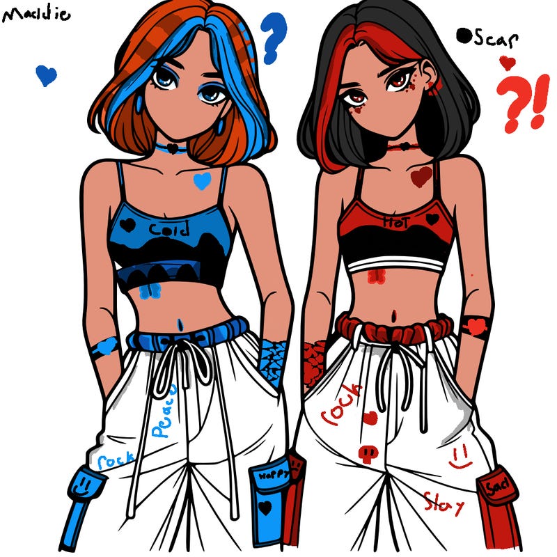 two girls with crop top with baggy pants