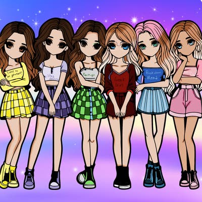 a group of girls realistic