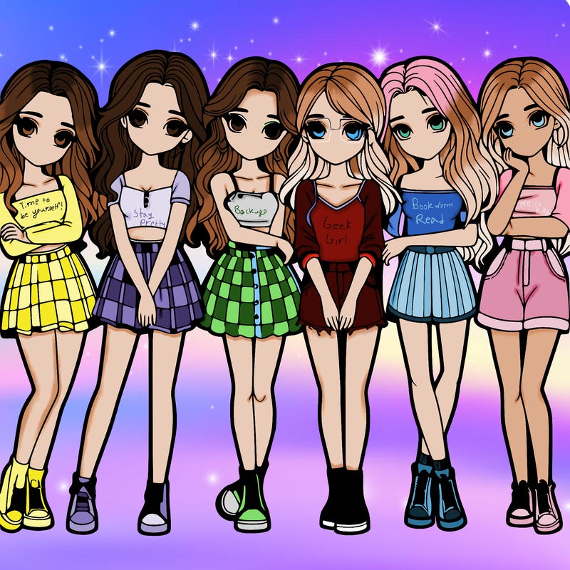 a group of girls realistic