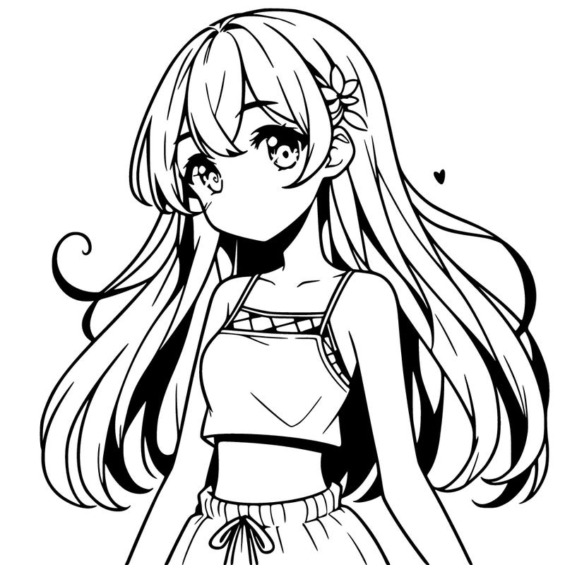 cute anime girl wearing crop top