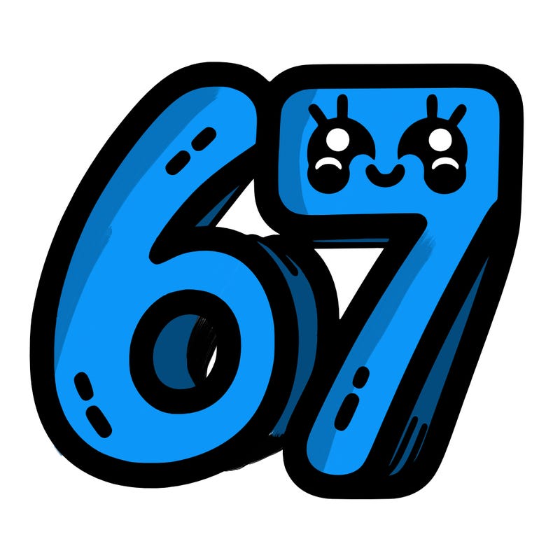 the numbers 67